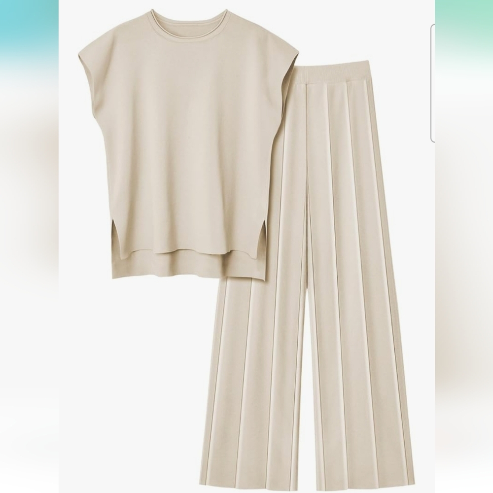 Elegant Cream Women's Sweater and Pants Set
